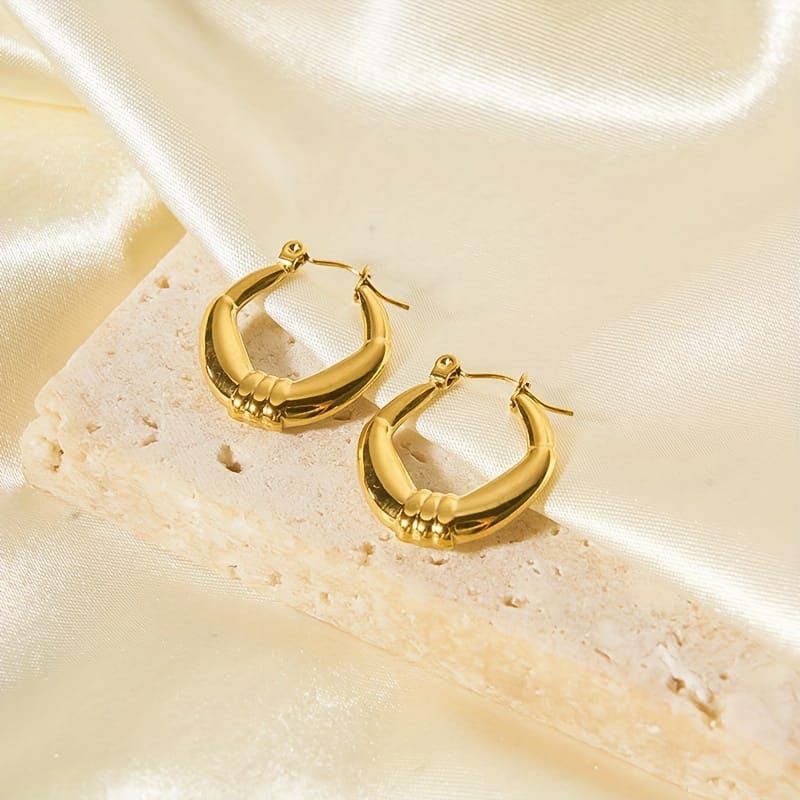 Golden Textured Hoop Earrings