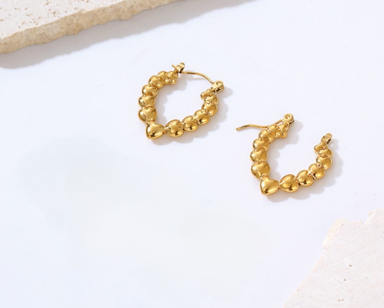 Golden Heart Shape Hoop Earrings