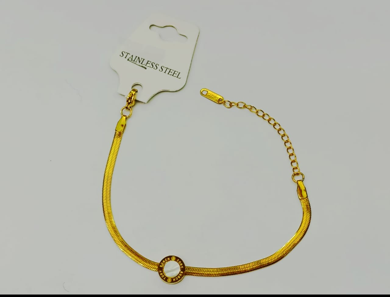 TORY BURCH White Stone Snake Bracelet