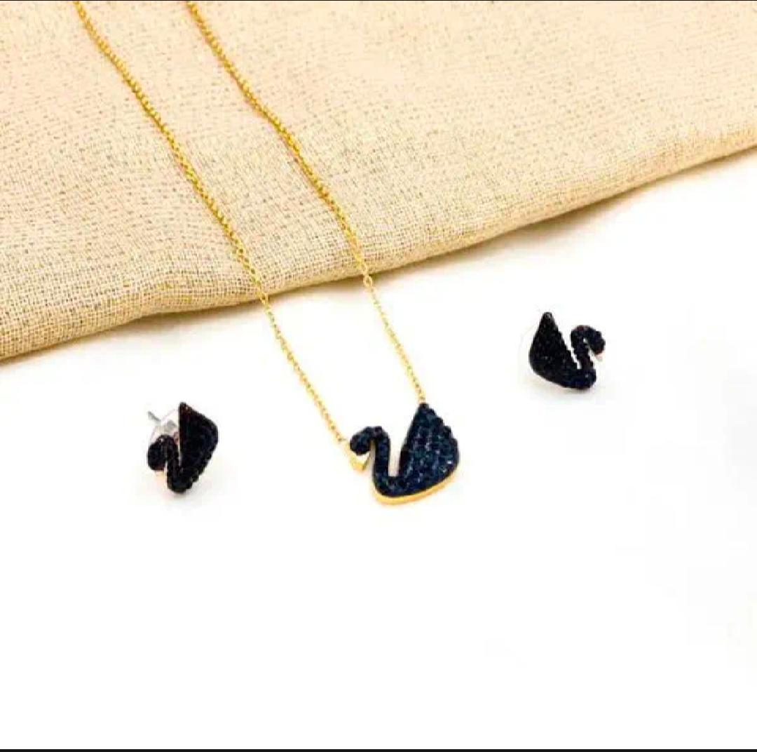 Swan Pendant And Earrings