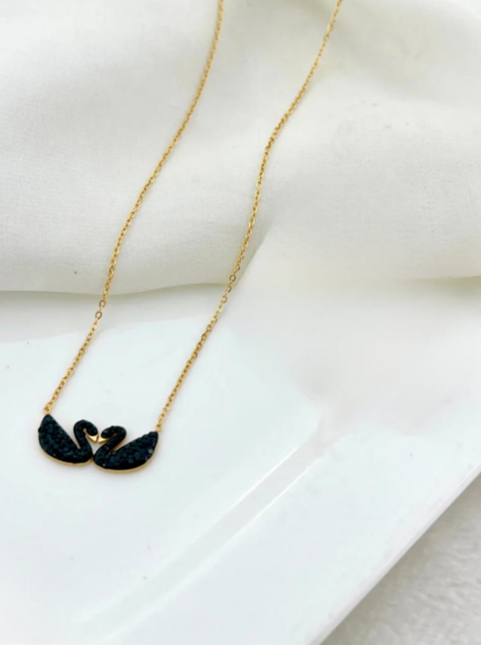 Stainless Steel Double Swan Pendant