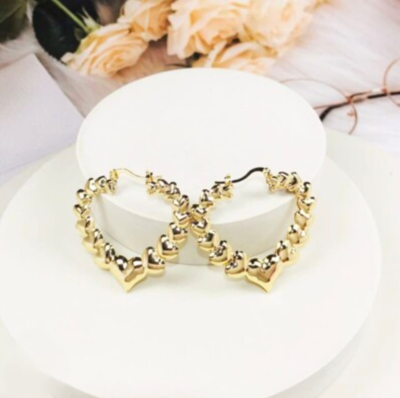 Golden Heart Shape Hoop Earrings